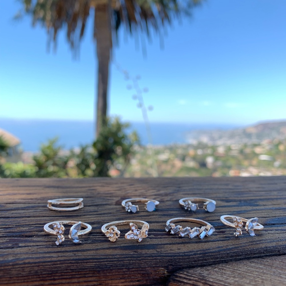 Butterfly ♡ 7 Crystal Midi Rings GIFT SET - Picture 7 of 7